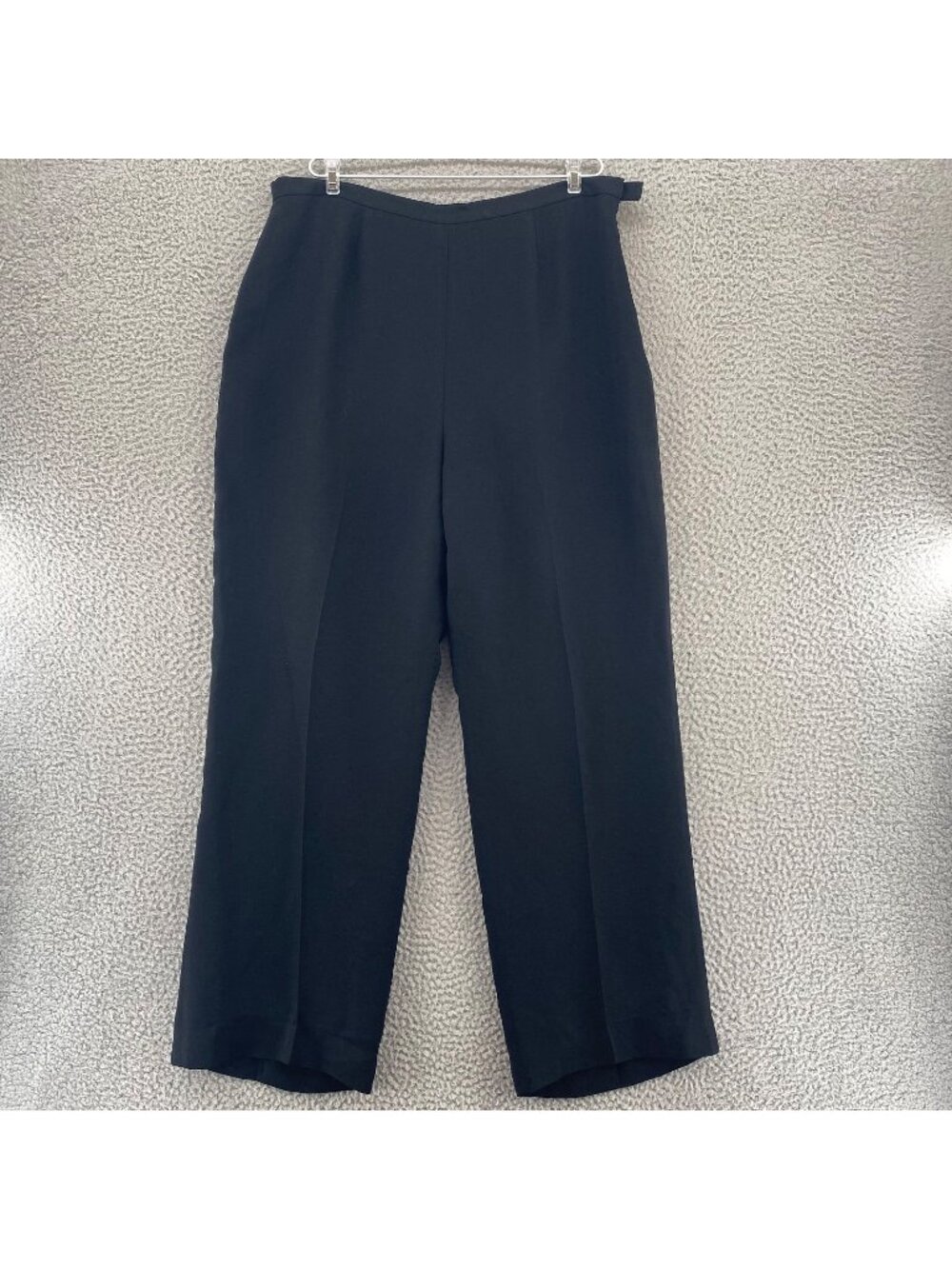 Kasper Pants Womens 16 Black Straight Leg Hi Rise Lined Trousers Stretch Career*